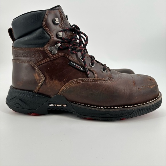 Wolverine Dura Shocks Ultra Spring WP Brown Steel Toe Lace Up Boots Size 11 EW - Picture 2 of 16